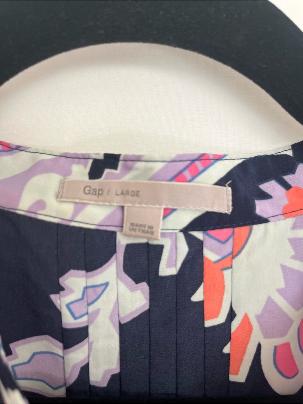 Gap Navy Purple Paisley 3/4 Sleeve Shift Tunic Dress with Pockets Large - Picture 7 of 11